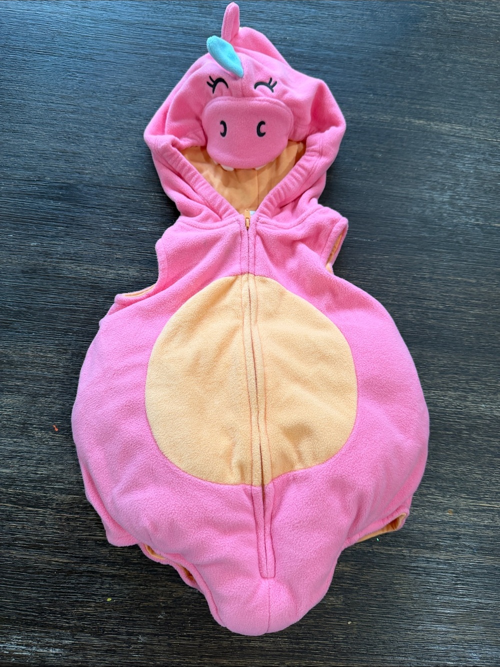 Carter's Pink Unicorn Hooded Fleece Costume with Teal Horn